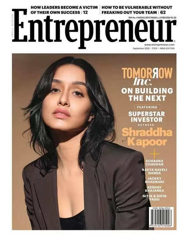 Shraddha Kapoor : the cover girl of Entrepreneur Magazine
