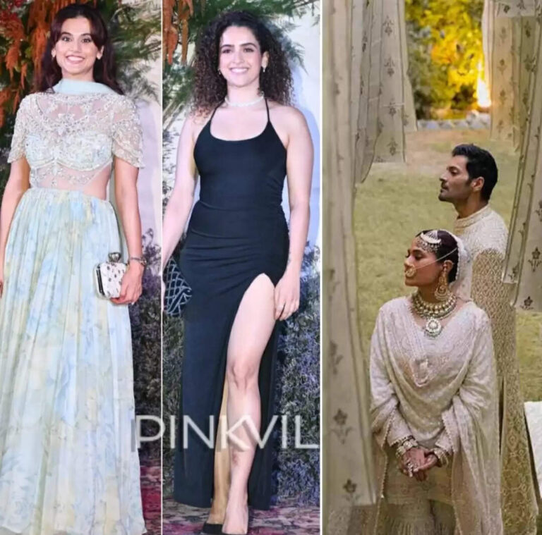 Sanya Malhotra and Taapsee Pannu at Richa Chadha and Ali Fazal’s Wedding Reception.