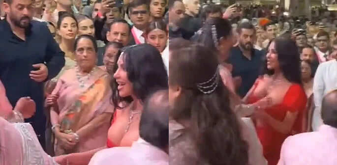 Take A Look At This Video Of Salman Khan Starring At Kim Kardashian In Unseen Ambani Wedding Video!!