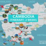 Map with all sights for an itinerary of 2 weeks in Cambodia